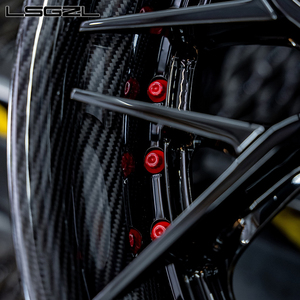 Fibre de carbone noir brillant forgé 16 18 20 21 22 24 26 pouces moyeu 5x114.3 5x112 5x130 pour roues de voiture de marque pour Mercedes Bmw RR - Product Image 6