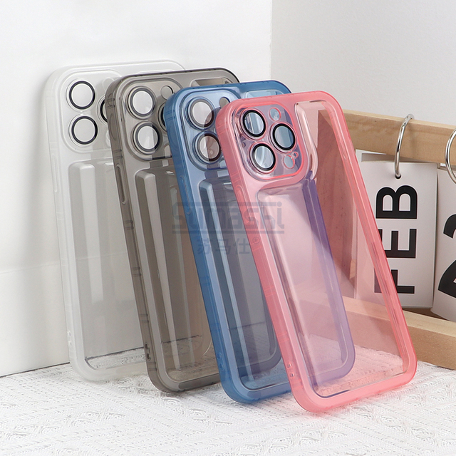 Candy Shockproof Colorful Bumper clear Phone case for iphone 16 15 13 14 12 11 Pro Xr X Xs Max 8 7 Plus with Lens Protector