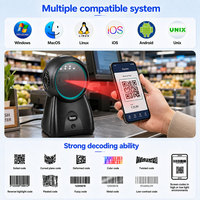 Escáner de Código de Barras de Escritorio Manos Libres YUANAIDC, Lector de Códigos QR 1D 2D con Sensor Automático, Cable USB para Caja Registradora y Punto de Venta