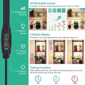 Luz de cultivo de 40W con adaptador, panel de 4 LED, luces de cultivo de escritorio de 540 LED, lámpara de cultivo debajo del gabinete con temporizador para el crecimiento de plantas de interior - Product Image 5