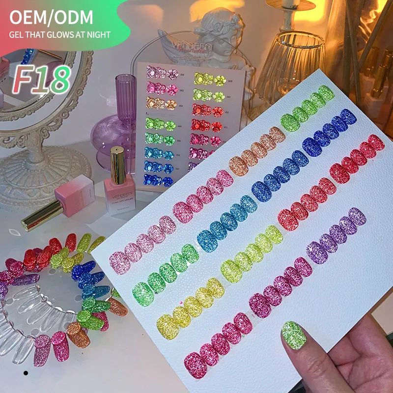 Vendeeni 15 Colors Reflective Gel Sparkle Collection OEM/ODM UV/LED Nail Art Manicure Set Salon Gel Nail Polish Supplies