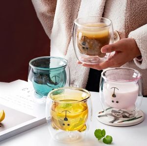 Criativo dibujos animados animal de doble camada de vidro aislado copo de beber, bonito urso copo de beber - Product Image 3