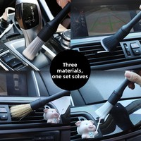 Vente flash : Ensemble de 3 brosses de détaillage automobile, brosse douce pour l'intérieur de la voiture, outil de nettoyage automobile professionnel, brosse multifonction pour les détails