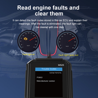Escáner de Diagnóstico OBD2 M525 para Borrar Códigos de Error de Automóviles, Pantalla LED, Soporte Multi-idioma, Universal, Eléctrico, Inglés, 1 Año