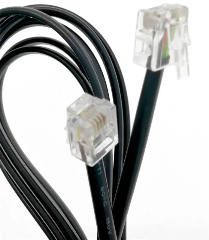 Bester Preis 30AWG 4C 4 P4C RJ11-Stecker Schwarz Modulares Telefon leitungs kabel für die Telefon kommunikation