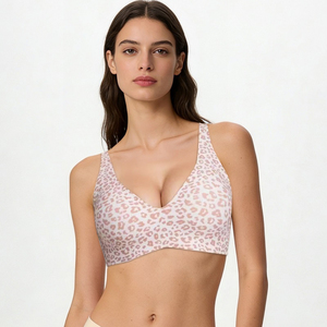 Новый дизайн: бюстгальтер из мягкого латекса с леопардовым принтом без косточек и удобное нижнее белье больших размеров от фабричного производителя. - Product Image 2