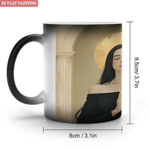 Heat Activated Magic Mug Frosted Black 11oz <b>Ceramic</b> <b>Cup</b> With 2D Flat Painting Design - Product Image 4