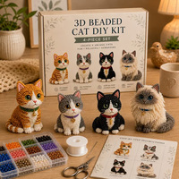 Kit de Perlage 3D pour Chien (4 Pièces) – Kit de Bricolage pour Débutants, Ensemble de Perlage Animale, Kit de Création de Figurines d'Animaux Mignons avec Outils et Instructions