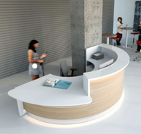 Design moderne de haute qualité bureau comptoir de réception table de réception en forme de l bureau de réception d'hôtel
