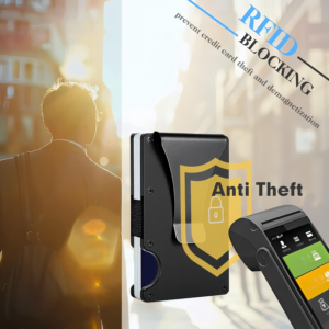Minimalist RFID Designer Aluminum Alloy Credit <b>Card</b> <b>Holder</b> <b>Wallet</b> with Clip & Elastic Band for Slim Men Pocket <b>Wallet</b> Anti RFID - Product Image 4