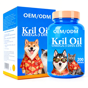 โรงงานขายดี น้ำมันคริลสำหรับสุนัขและแมว โอเมก้า-3 ดีเอชเอ อีพีเอ บำรุงข้อและกระดูก สมองและหัวใจ การมองเห็นและการรับรู้ สุขภาพโดยรวม รับผลิตแบบ OEM/ODM - Product Image 1