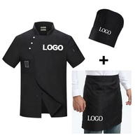 LOGO Veste de Cuisine Respirante de Restauration, Blouse de Chef à Manches Courtes avec Boutons Pression, Uniforme de Travail pour Restaurant