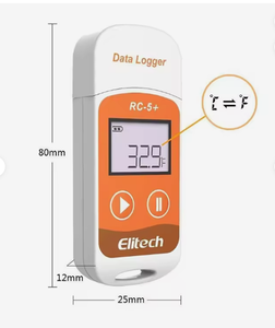 Elitech RC-5 + Orange <b>Temperature</b> and Humidity <b>Data</b> <b>Logger</b> with External Probe USB - Product Image 2