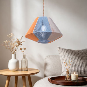 Pantalla de Lámpara de Cuerda de Algodón Estilo Latinoamericano con Bloques de Color, Multicolor, Hecha a Mano, Ecológica, Decorativa para Alojamientos y Hoteles - Product Image 3