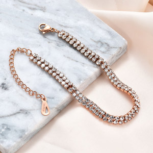Pulsera de Diamantes de 6 mm, Acero de Titanio, Oro de 14K, Acero Inoxidable, Dos Hileras, Corte Brillante Redondo, para Uso Diario de Mujer - Product Image 3