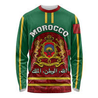 Maroc chemises de football personnalisées motif complet chiffres numéros maillots à manches longues vêtements de sport respirant léger haut à manches longues