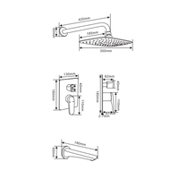 Corps en laiton chromé grand panneau facial robinet de douche de bain mural carré ensemble de douche de pluie de ducha douche griferia torneira