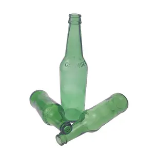 도매 250ml 330ml 빈 녹색 라운드 맥주 유리 병/소다 물 유리 병 스크류 캡