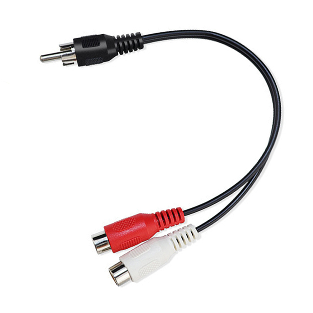 0.2m RCA Male 2 RCA Female Audio Adapter Y Splitter Cable Braid Shielding PVC Jacket Bare Copper Conductor Parallel Wire Black