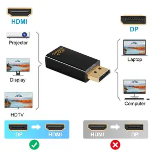 Adaptateur CableCreation DisplayPort vers HDMI 1080P adaptateur DP vers HDMI plaqué or (mâle vers femelle) 1.3V