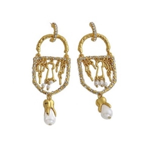 Vintage Palace Style Gold Plated <b>Drop</b> <b>Earrings</b> for Women High-End <b>Fashion</b> with Exaggerated Rhinestone Long - Product Image 6