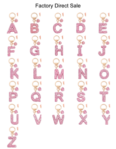 Llavero con Letra Inicial M Rosa y Corazón con Diamantes de Imitación para Mujeres y Niñas, Regalo de Cumpleaños, Diseño 3D, Portátil, 3.5cm*5cm - Product Image 3
