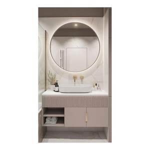Meuble-lavabo double vasque sur mesure pour rénovation <span class=keywords><strong>de</strong></span> suite parentale avec plan <span class=keywords><strong>de</strong></span> travail en quartz et rangement spacieux - Product Image 3