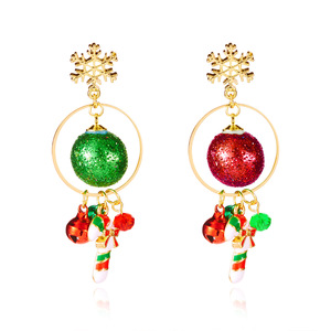 Pendientes de copo de nieve transfronterizos, nuevos pendientes de reno con <span class=keywords><strong>bastón</strong></span>, pendientes de <span class=keywords><strong>mujer</strong></span> con borlas navideñas de campanas coloridas - Product Image 5