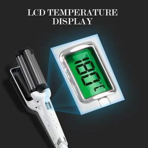 Pantalla LED Cerámica Eléctrica Rizador de Pelo Waver Profesional Gran Onda Profunda Triple Barril Rizador - Product Image 3