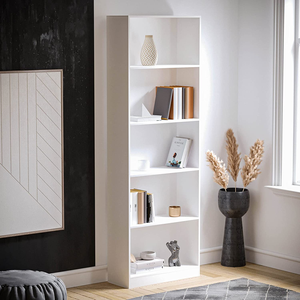 Libreria a 5 Ripiani Extra-Large con Scaffali in <span class=keywords><strong>Legno</strong></span> <span class=keywords><strong>Bianco</strong></span>, Scomparti Portaoggetti, Perfetta per Ufficio o Soggiorno - Product Image 1