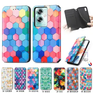 Colorful Magnetic PU Leather Wallet Case With Holder Cover For Oppo Reno Pro 11 A79 5G A59 A2 Pro 5G Realme C67 4G