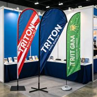 Drapeau publicitaire personnalisé pour salon professionnel, mât en fibre de verre, bannière plume imprimée, imperméable et durable pour exposition