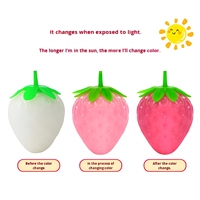 Shangrun Balle Squishy Fraise à Couleurs Changeantes, Réactive à la Lumière, à Remontée Lente, Anti-Stress, Jouet Sensoriel Doux à Presser pour Soulager l'Anxiété