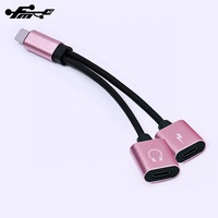 Adaptor kabel Earphone adaptor Audio Shenzhen PVC 2 in 1 untuk Iphone Headphone adaptor Tecno ponsel standar tas OPP atau kotak FMC