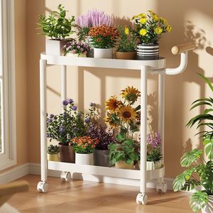 Small Living Room <b>Side</b> <b>Table</b> 2 Tier Movable Wheeled <b>Storage</b> Cart Multipurpose Portable Shelf - Product Image 2