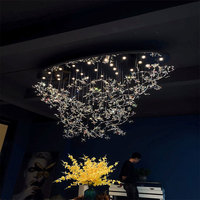 Lustre en cristal de fleur moderne de luxe non standard de grands hôtels villas clubs mariages