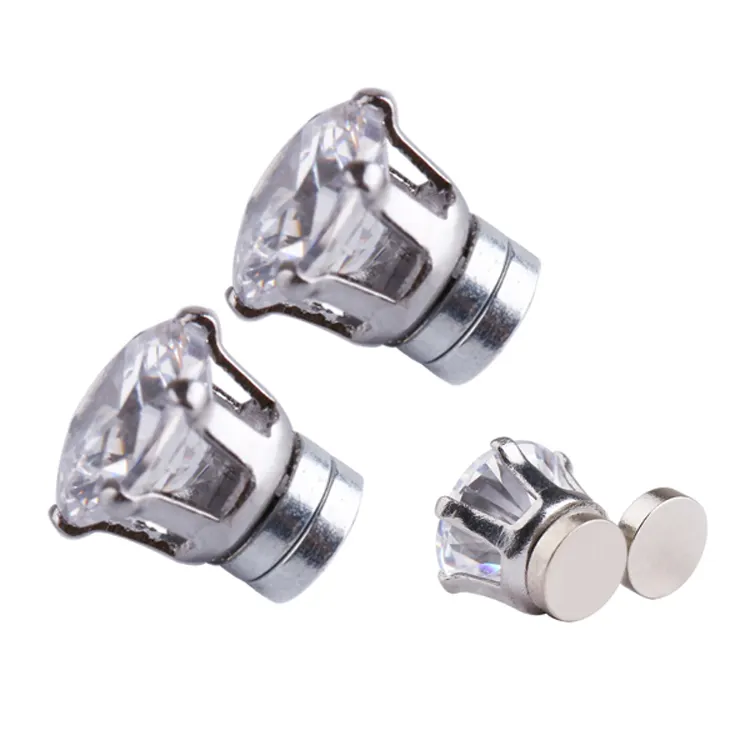 Cubic Zirconia for Men Women Stud Diamond Magnetic Earrings