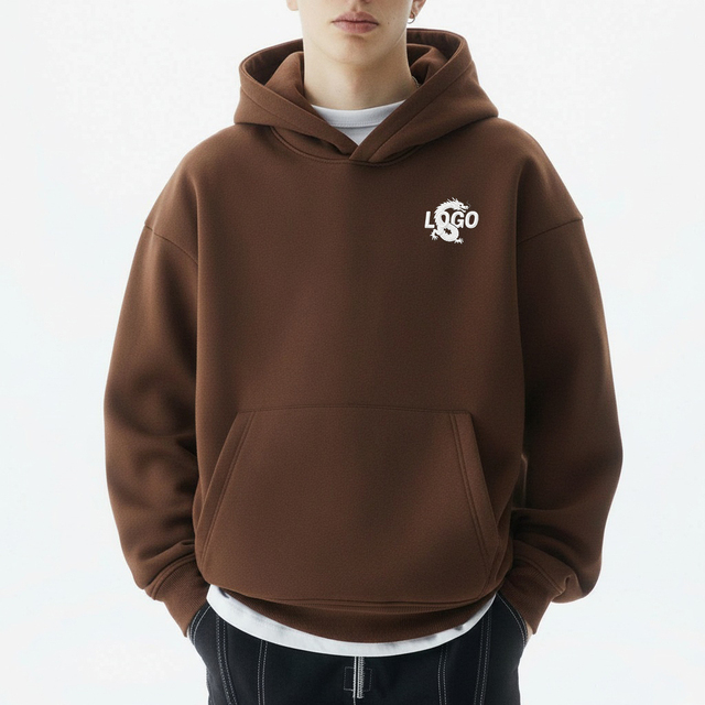 Custom 380 400 Gsm Brown Hoodies Logo Heavyweight Blank Tracksuit Plus Size Sport Gym Hoddies Mens Club Clothing Manufacturer