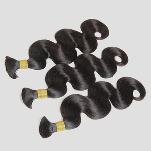 Extensions de cheveux naturels brésiliens vierges Remy 9A-11A, ondulés, style bohème, en vrac, double trame, pour tressage - Product Image 4