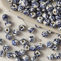 Nuevas cuentas de cerámica Vintage de flor de ciruelo de porcelana azul y blanca china para DIY materiales hechos a mano pulsera accesorios de joyería