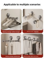 Porte-serviettes mural moderne à ventouse rotative, sans perçage, pour salle de bain et balcon, organisateur de vêtements rétractable en plastique
