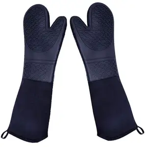 50cm long high temperature oven mitts fancy silicone rubber gloves