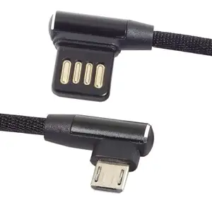 CABLETOLINKマイクロUSB5Pinから左右角度90度USB2.0データケーブル、タブレット電話用スリーブ付き15cm