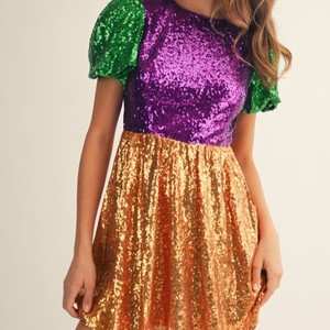 Özel Logo toptan kadın yaz çevre dostu tatlı pullu Mardi <span class=keywords><strong>Dress</strong></span> elbise ekip boyun kısa kollu rahat gevşek Fit - Product Image 3