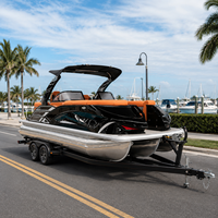 Bateau ponton de 22 pieds, série sport pour 12 personnes, prêt pour moteur hors-bord électrique ou essence, homologué CE pour des croisières silencieuses sur le lac et des fêtes en famille