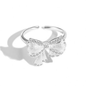Dylam <b>Dainty</b> 925 Sterling Silver Fine Fashion Fade Free Rhodium Plated Open Adjustable Bow-Knot <b>Dainty</b> Women Jewelry <b>Rings</b> - Product Image 1