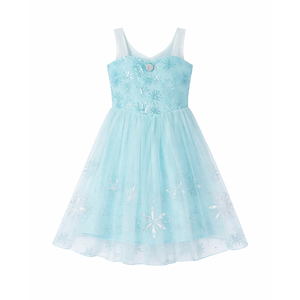 ชุดเดรสเจ้าหญิงเอลซ่า ลดล้างสต็อก คุณภาพพรีเมียม เนื้อผ้าระบายอากาศได้ดี สีฟ้าไอซ์ประกายระยิบระยับ พร้อมชายกระโปรงยาว จัดส่งรวดเร็ว - Product Image 1