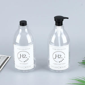 <span class=keywords><strong>2</strong></span> litre 67.6 oz büyük kapasiteli şeffaf <span class=keywords><strong>PET</strong></span> plastik yuvarlak sabun çamaşır şişesi pompaları ile deterjan sıvısı için kumaş yumuşatıcısı - Product Image 1