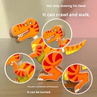 YD TOYS Rompecabezas Magnético de Madera Hecho a Mano para Niños, Dinosaurio Jurásico, Bloques de Construcción 3D Cortados con Láser, 50 Piezas, Coordinación Mano-Ojo
