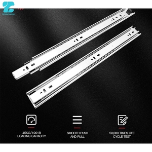 Rieles de cajón personalizables de extensión total de 3 pliegues con rodamientos de bolas, cierre suave y apertura por presión - Product Image 3